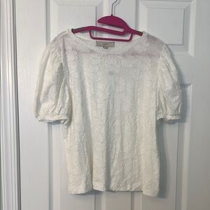LOFT Women's White Lace Top